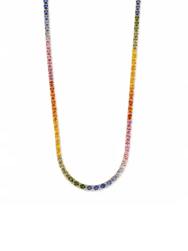 Wish Fine Jewelry 32.27ct Diamond Multi Sapphire 18K Gold Tennis Necklace | Thumbnail 1 Wish Fine Jewelry 32.27ct Diamond Multi Sapphire 18K Gold Tennis Necklace | Thumbnail 1