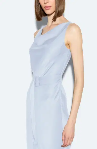 Lapointe Lightweight Satin Belted Dress | Thumbnail 3