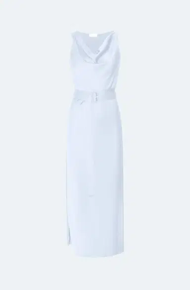 Lapointe Lightweight Satin Belted Dress | Thumbnail 4