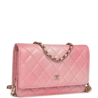 Chanel Chanel Classic Wallet On Chain Ombre Pink Shiny Goatskin Light Gold Hardware | Thumbnail 2