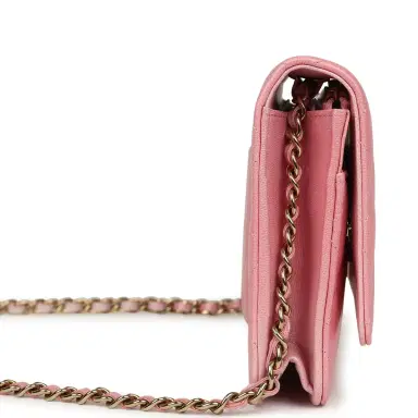 Chanel Chanel Classic Wallet On Chain Ombre Pink Shiny Goatskin Light Gold Hardware | Thumbnail 3