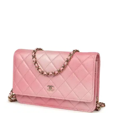 Chanel Chanel Classic Wallet On Chain Ombre Pink Shiny Goatskin Light Gold Hardware | Thumbnail 5