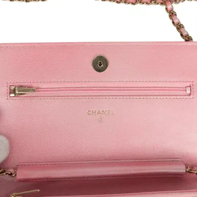 Chanel Chanel Classic Wallet On Chain Ombre Pink Shiny Goatskin Light Gold Hardware | Thumbnail 8