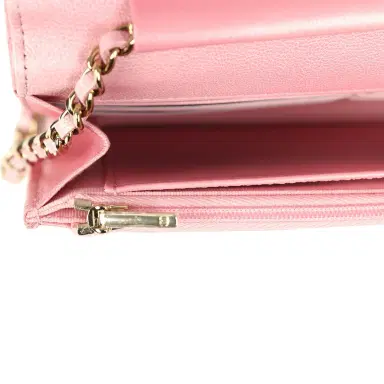 Chanel Chanel Classic Wallet On Chain Ombre Pink Shiny Goatskin Light Gold Hardware | Thumbnail 9