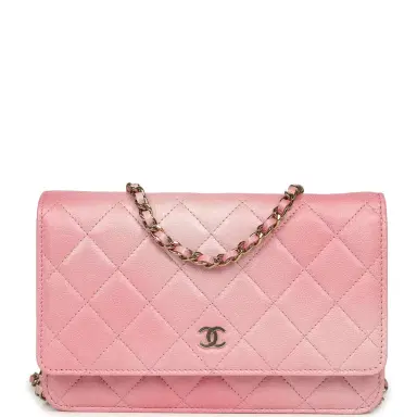 Chanel Chanel Classic Wallet On Chain Ombre Pink Shiny Goatskin Light Gold Hardware | Thumbnail 1
