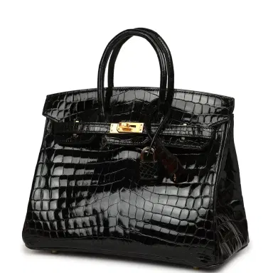 HERMÈS Hermes Birkin 25 Black Shiny Niloticus Crocodile Gold Hardware | Thumbnail 5 HERMÈS Hermes Birkin 25 Black Shiny Niloticus Crocodile Gold Hardware | Thumbnail 5