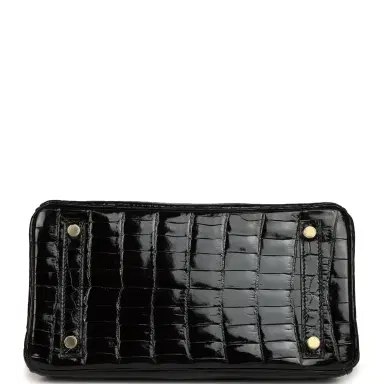 HERMÈS Hermes Birkin 25 Black Shiny Niloticus Crocodile Gold Hardware | Thumbnail 6 HERMÈS Hermes Birkin 25 Black Shiny Niloticus Crocodile Gold Hardware | Thumbnail 6