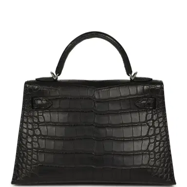 HERMÈS Hermes Kelly Sellier 20 Black Matte Alligator Palladium Hardware | Thumbnail 4 HERMÈS Hermes Kelly Sellier 20 Black Matte Alligator Palladium Hardware | Thumbnail 4