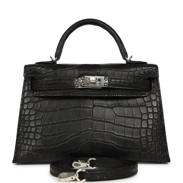 hermes Hermes Kelly Sellier 20 Black Matte Alligator Palladium Hardware