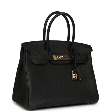 HERMÈS Pre-owned Hermes Birkin 30 Black Togo Permabrass Hardware | Thumbnail 2