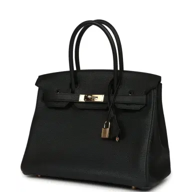 HERMÈS Pre-owned Hermes Birkin 30 Black Togo Permabrass Hardware | Thumbnail 5