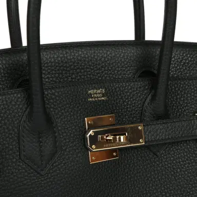 HERMÈS Pre-owned Hermes Birkin 30 Black Togo Permabrass Hardware | Thumbnail 7