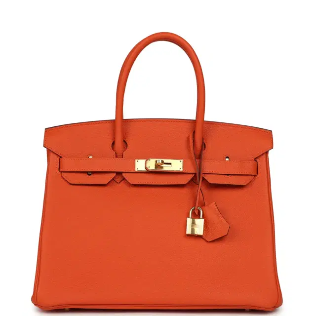 hermes Pre-owned Hermes Birkin 30 Feu Togo Gold Hardware