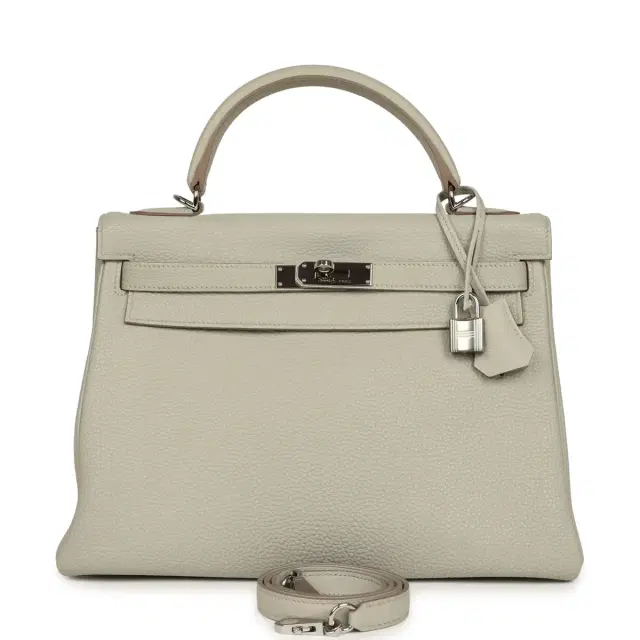 hermes Pre-owned Hermes Kelly Retourne 32 Gris Perle Togo Palladium Hardware