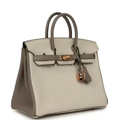 HERMÈS Pre-owned Hermes Special Order (HSS) Birkin 25 Beton and Gris Asphalt Togo Rose Gold Hardware | Thumbnail 2 HERMÈS Pre-owned Hermes Special Order (HSS) Birkin 25 Beton and Gris Asphalt Togo Rose Gold Hardware | Thumbnail 2