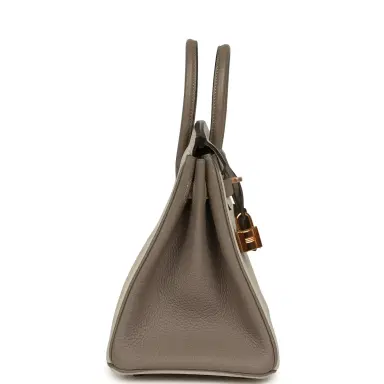 HERMÈS Pre-owned Hermes Special Order (HSS) Birkin 25 Beton and Gris Asphalt Togo Rose Gold Hardware | Thumbnail 3 HERMÈS Pre-owned Hermes Special Order (HSS) Birkin 25 Beton and Gris Asphalt Togo Rose Gold Hardware | Thumbnail 3