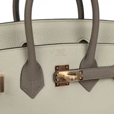 HERMÈS Pre-owned Hermes Special Order (HSS) Birkin 25 Beton and Gris Asphalt Togo Rose Gold Hardware | Thumbnail 7 HERMÈS Pre-owned Hermes Special Order (HSS) Birkin 25 Beton and Gris Asphalt Togo Rose Gold Hardware | Thumbnail 7