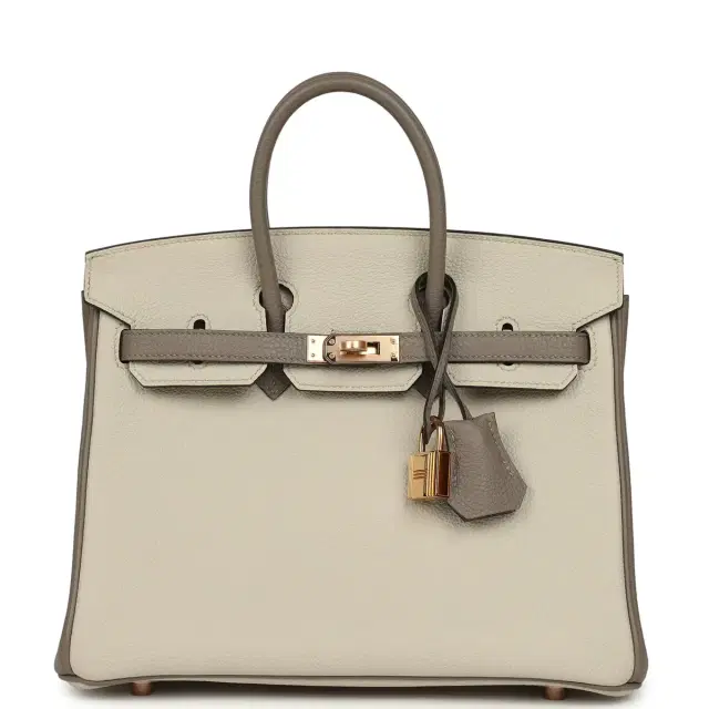 hermes Pre-owned Hermes Special Order (HSS) Birkin 25 Beton and Gris Asphalt Togo Rose Gold Hardware