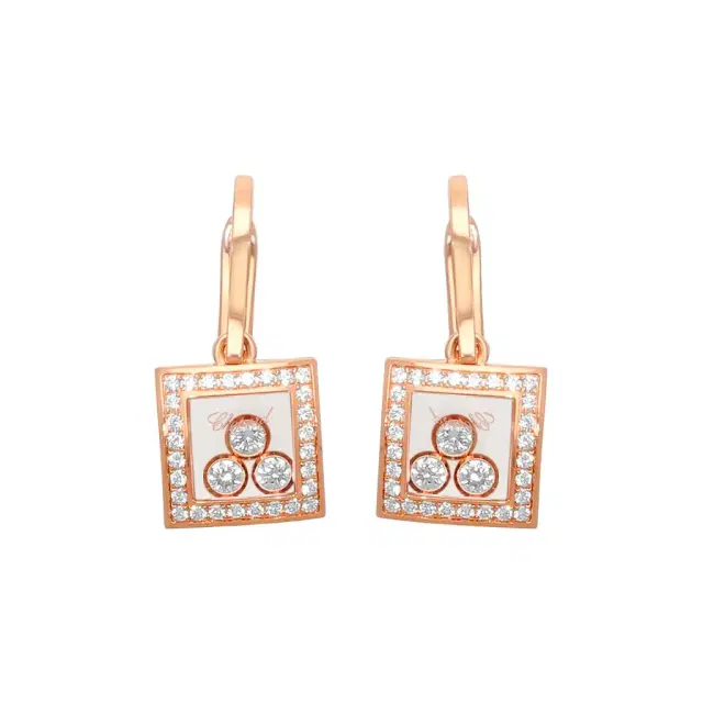 Chopard Chopard Happy Diamonds 18K Rose Gold Diamond Drop Earrings by The Solist