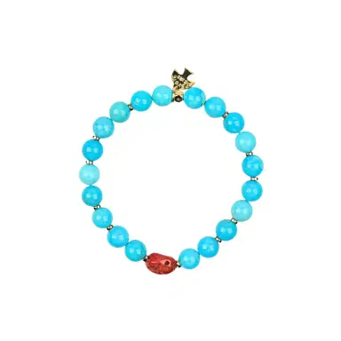 Peyote Bird Peyote Bird Designs Alma 14K Yellow Gold Turquoise & Coral Bracelet by The Solist | Thumbnail 1 Peyote Bird Peyote Bird Designs Alma 14K Yellow Gold Turquoise & Coral Bracelet by The Solist | Thumbnail 1