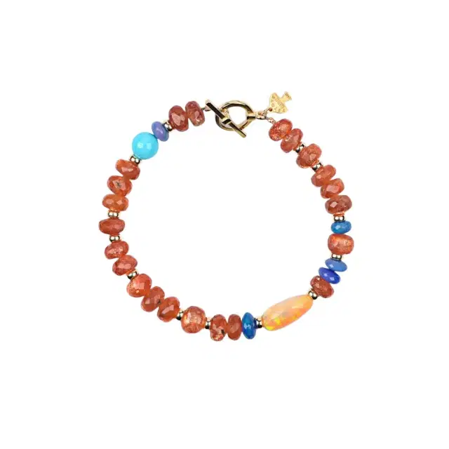 Peyote Bird Peyote Bird Designs Helios 14K Yellow Gold Multi-Gemstone Bracelet by The Solist