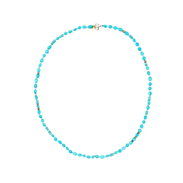Peyote Bird Peyote Bird Designs Vishudda 14K Yellow Gold Turquoise Necklace by The Solist