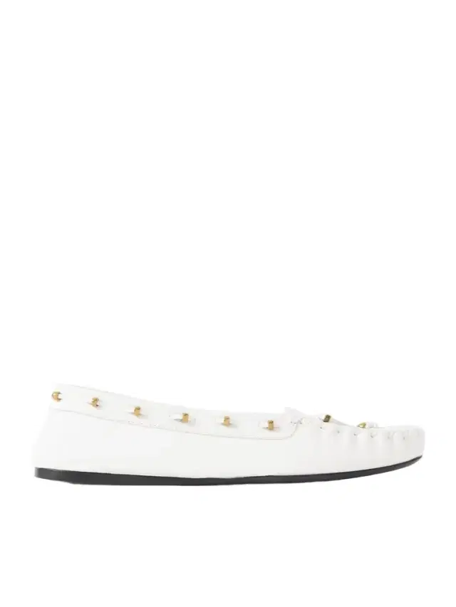 Milly Embellished Whipstitched Textured-leather Loafers