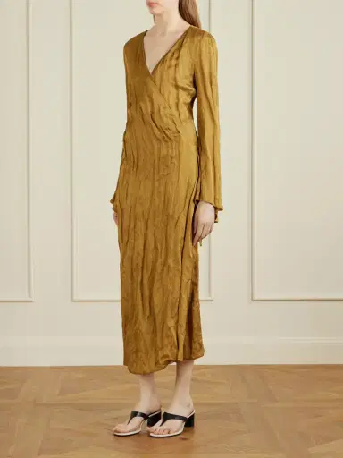 Khaite Rommi Crinkled-voile Midi Wrap Dress | Thumbnail 2