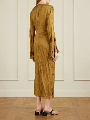 Khaite Rommi Crinkled-voile Midi Wrap Dress | Thumbnail 3