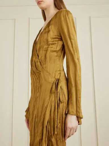 Khaite Rommi Crinkled-voile Midi Wrap Dress | Thumbnail 4