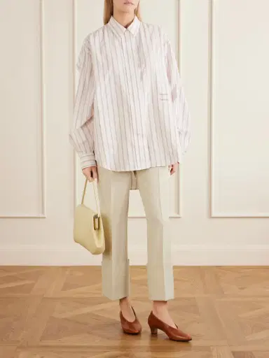 Calvin Klein Collection Amari Pinstriped Cotton And Silk-blend Shirt | Thumbnail 2 Calvin Klein Collection Amari Pinstriped Cotton And Silk-blend Shirt | Thumbnail 2