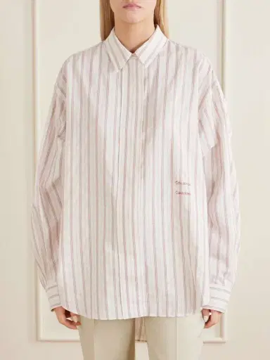 Calvin Klein Collection Amari Pinstriped Cotton And Silk-blend Shirt | Thumbnail 3 Calvin Klein Collection Amari Pinstriped Cotton And Silk-blend Shirt | Thumbnail 3