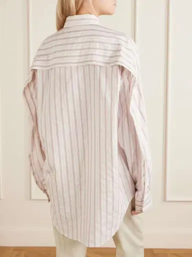 Calvin Klein Collection Amari Pinstriped Cotton And Silk-blend Shirt | Thumbnail 4 Calvin Klein Collection Amari Pinstriped Cotton And Silk-blend Shirt | Thumbnail 4