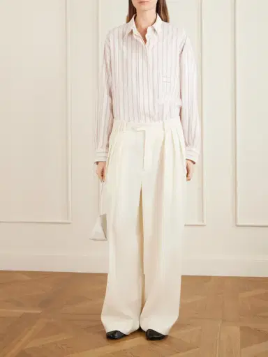 Calvin Klein Collection Alexandra Pleated Grain De Poudre Wool Wide-leg Pants | Thumbnail 2 Calvin Klein Collection Alexandra Pleated Grain De Poudre Wool Wide-leg Pants | Thumbnail 2