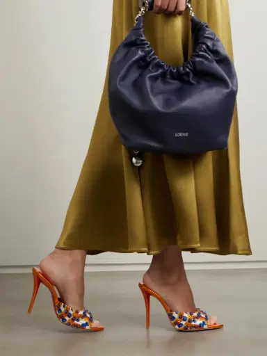 Christian Louboutin Miss Z 100 Embellished Printed Faille Mules | Thumbnail 2 Christian Louboutin Miss Z 100 Embellished Printed Faille Mules | Thumbnail 2
