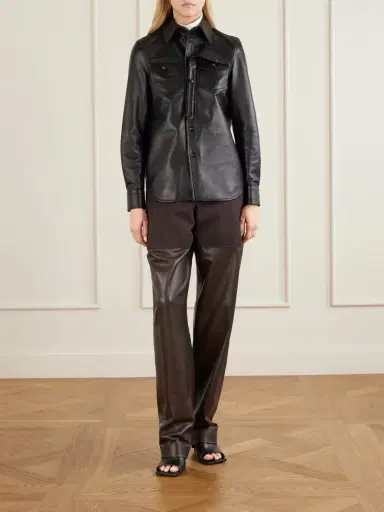 Bottega Veneta Leather-trimmed Cotton Straight-leg Pants | Thumbnail 2