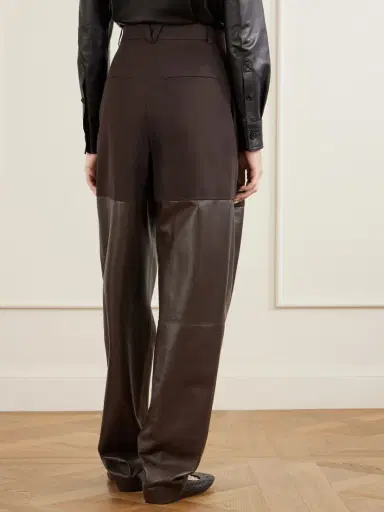 Bottega Veneta Leather-trimmed Cotton Straight-leg Pants | Thumbnail 4