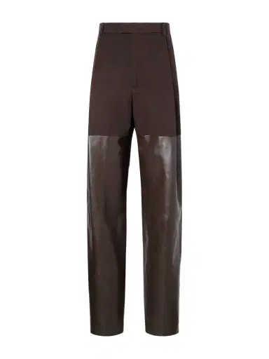 Bottega Veneta Leather-trimmed Cotton Straight-leg Pants | Thumbnail 1