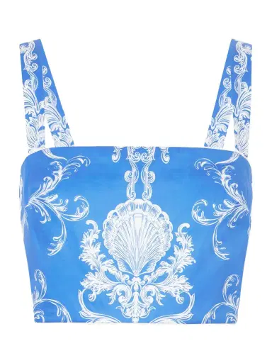 Borgo de Nor Didi Printed Cropped Cotton-poplin Top | Thumbnail 1 Borgo de Nor Didi Printed Cropped Cotton-poplin Top | Thumbnail 1