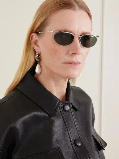 Saint Laurent Eyewear Oval-frame Silver-tone Sunglasses | Thumbnail 2