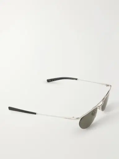 Saint Laurent Eyewear Oval-frame Silver-tone Sunglasses | Thumbnail 3