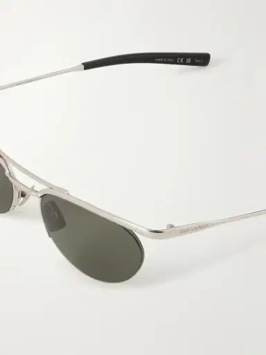 Saint Laurent Eyewear Oval-frame Silver-tone Sunglasses | Thumbnail 4