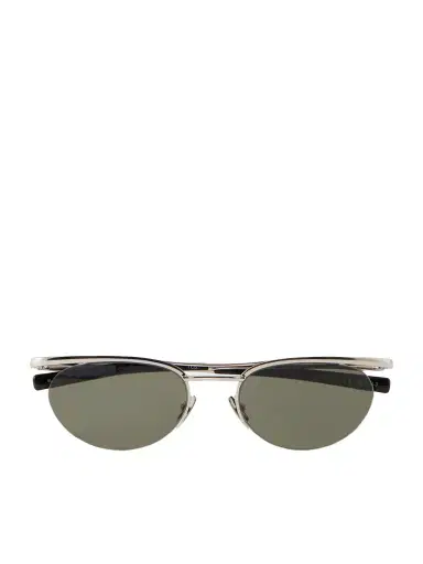 Saint Laurent Eyewear Oval-frame Silver-tone Sunglasses | Thumbnail 1