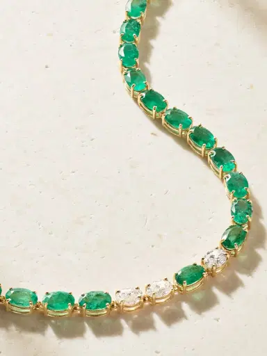SHAY 18-karat Gold Emerald And Diamond Tennis Necklace | Thumbnail 4