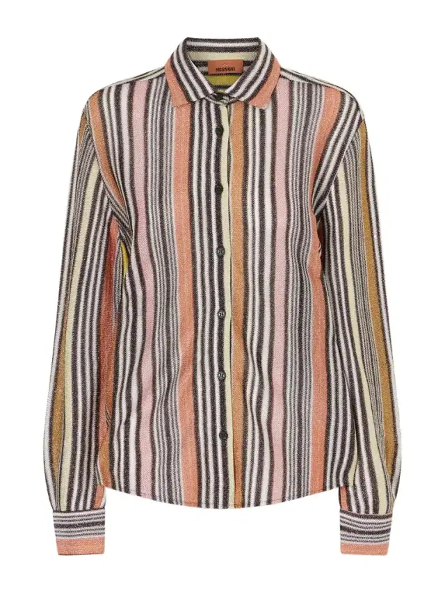 Striped Metallic Crochet-knit Shirt
