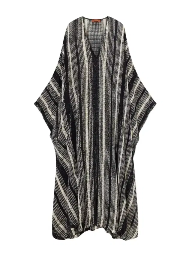 Sequin-embellished Striped Metallic Coverup