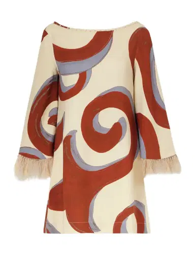 Themis Z Kyra Sabra Feather-trimmed Printed Crepe Mini Dress | Thumbnail 1