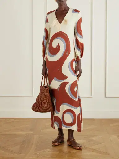 Themis Z Kyra Feather-trimmed Printed Crepe Maxi Dress | Thumbnail 2 Themis Z Kyra Feather-trimmed Printed Crepe Maxi Dress | Thumbnail 2