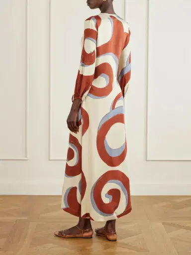 Themis Z Kyra Feather-trimmed Printed Crepe Maxi Dress | Thumbnail 3 Themis Z Kyra Feather-trimmed Printed Crepe Maxi Dress | Thumbnail 3