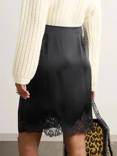 Stella McCartney Wrap-effect Lace-trimmed Satin Skirt | Thumbnail 3 Stella McCartney Wrap-effect Lace-trimmed Satin Skirt | Thumbnail 3